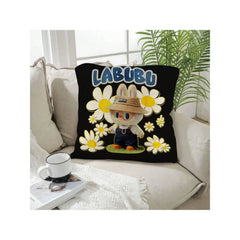 Funny Labubu Throw Pillow Cover, The Monsters Decorative Square Pillowcase Throw Cushion Case for Bedroom,Living Room,18x18 Inch