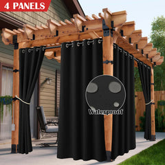 2/4PCS Waterproof Outdoor Curtains, UV Protection, Thermal Insulation, Sun Blocking, Grommet Top for Porch, Pergola, Cabana