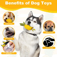 Squeaky Pineapple Dog Toy Natural Rubber Squeaky Indestructible Dog Chew Toys Tough Dog Puzzle Toys Treat Dispensing For Small