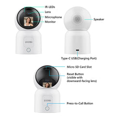 360° Smart Home Security Camera PTZ Auto Tracking Baby Monitor AI Panoramic HD Night Vision Indoor WiFi Surveillance Camera