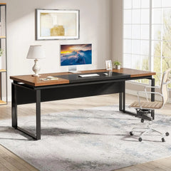 Conference Table with Splicing Board, Meeting Tables for Home Office, Business Training Seminar Table with Stylish Metal Legs