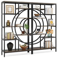 Tribesigns Bookshelf Industrial 5 Tier Etagere Bookcase, Freestanding Tall Bookshelves Display Shelf Storage Organizer