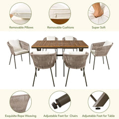 7 Piece Patio Dining Table Set, All-Weather Outdoor Furniture Set with Dining Table and Chairs for Garden, Backyard