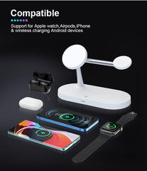 3 in 1 Magnetic Wireless Charger For iPhone 16 15 14 13 12 Fast Charging Station for Apple Watch 10 9 8 7 6 5 4 Airpods 2 3 Pro