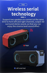 STONEGO Portable Bluetooth Speaker Wireless Flash Light Speaker TWS Bass Stereo IPX7 Waterproof Loudspeaker FM 12H Playtime