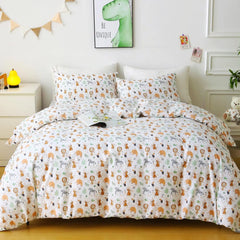 Twin Duvet Cover Kids 100% Cotton Butterfly White for Cute Bedding Set 3Pcs Ultra Soft Breathable Patterned Cartoon Comforter