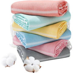 6 Packs Oversized Cotton Turkish Beach Towels Set Bulk 74"x38" Extra Large Sand Free Quick Dry Clearance Swim Bath Camping Pool