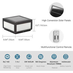 Solar Post Lights Outdoor Waterproof, Porch Fence Cap Aluminum Deck Lamp for Flat Garden Decor with IP54 Waterproof E26 Bulb