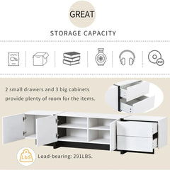 Rectangle Design TV Stand for Television Up to 80", Unique Style Console Table, Storage Cabinet with High Gloss UV Surface