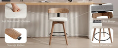 Bar Stools Set of 3 26" Counter Height Bar Stool with Footrest - Modern Wood Barstools with Linen Upholstered Seat, Bar Stools