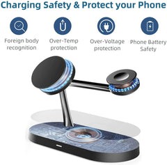 3 in 1 Magnetic Wireless Charger For iPhone 16 15 14 13 12 Fast Charging Station for Apple Watch 10 9 8 7 6 5 4 Airpods 2 3 Pro