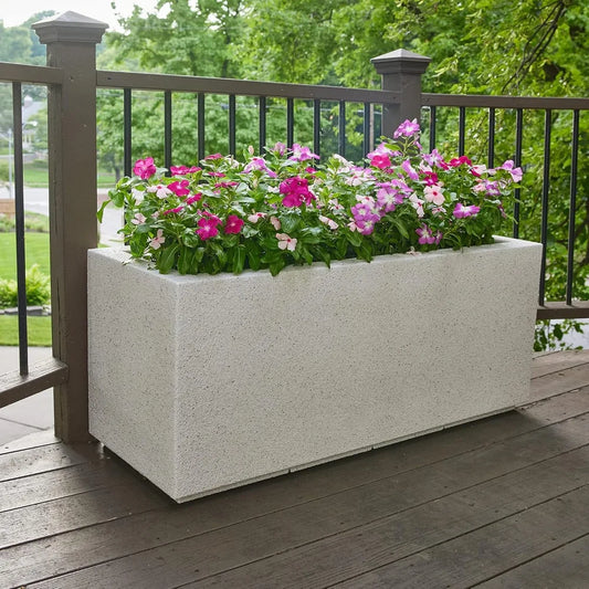 PolyStone Milan Tall Modern Outdoor/Indoor Rectangular Trough Planter, 46" L X 17" W X 19" H, Lightweight, Heavy Duty