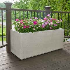 PolyStone Milan Tall Modern Outdoor/Indoor Rectangular Trough Planter, 46" L X 17" W X 19" H, Lightweight, Heavy Duty