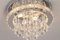 Crystal Chandelier Chrome Ceiling Lamps Led Flush Mount Stainless Steel Fixture Aisle Light Lustre Dining Room Living Room Decor