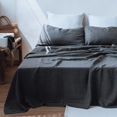 Simple&Opulence 3/4 Pcs 100% Bed Linen Sheet Set Basic Style Washed Natural French Flax Soft Breathable Comforter Sheets Sets