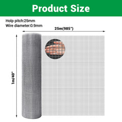Hot-Dipped Galvanized Welded Wire Mesh 1x25m Roll,Steel Fencing for Construction,Animal Enclosures,Poultry Netting,Garden Securi