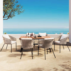 7 Piece Patio Dining Table Set, All-Weather Outdoor Furniture Set with Dining Table and Chairs for Garden, Backyard