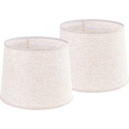 Lamp Shades Set of 2 Large Drum Linen Lampshade 14" Top X 16" Bottom X 11" High (Spider) Farmhouse Lamp Shade for Table