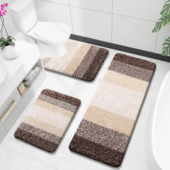 Bathroom Rugs Sets 3 Piece, Soft Absorbent Microfiber Bath Rugs and U-Shaped Contour Toilet Rug Area Rug Set