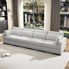 Corduroy Sofa Couch with  Pillows, Seat Convertible U Shaped Sofa Couch with Storage and Chaise for small Apartments
