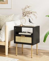 Nightstand with Charging Station, 2 Drawer Dresser for Bedroom, Small Bedside Table