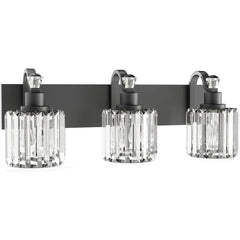 3/4/5/6 Lights Modern Crystal Bathroom Vanity Lights, Black Bathroom Light Fixtures, Crystal Vanity Shower Lights Over Mirror