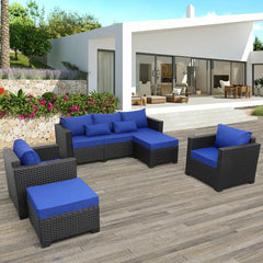 Patio Furniture Set 5-Piece Outdoor Furniture Sets Patio Couch Chairs Ottomans with Anti-Slip Cushions for Comfort and Style