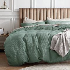Cotton Duvet Cover King - 100% Cotton Waffle Weave Coconut White Duvet Cover King Size, GentleSoft™ and Breathable Bedding Set