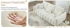 82" Modern Sofa Couch, Comfy Deep Seat Teddy Cloud Sofa, Upholstered 3-Seater Boucle Couch, Oversized Loveseat Living Room Sofas