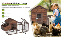 Large Wooden Chicken Coop, 160IN Outdoor Chicken Cages and Run with Nesting Boxes, Hen Run Poultry Pet House Rabbit Hutch