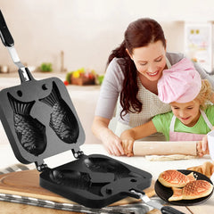 Double Fish Shaped Taiyaki Dessert Waffle Cake Maker Pan Non Stick Taiyaki Cooking Bakeware Aluminum Alloy Taiyaki Baking Pan