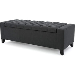 Hikaru Fabric Storage Ottoman, Dark Grey Dimensions: 20.50”D x 51.00”W x 17.00”H