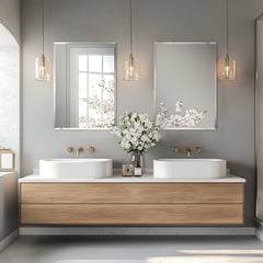 Wisfor Frameless Bathroom Mirror for Over Sink, Beveled Wall Mirror, Rectangle Vanity Mirror, Modern Style