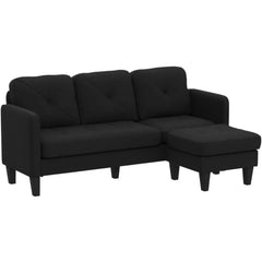 Convertible Sectional Sofa Couch, L-Shaped Couch with Modern Linen Fabric for Small Space (Black), sofas