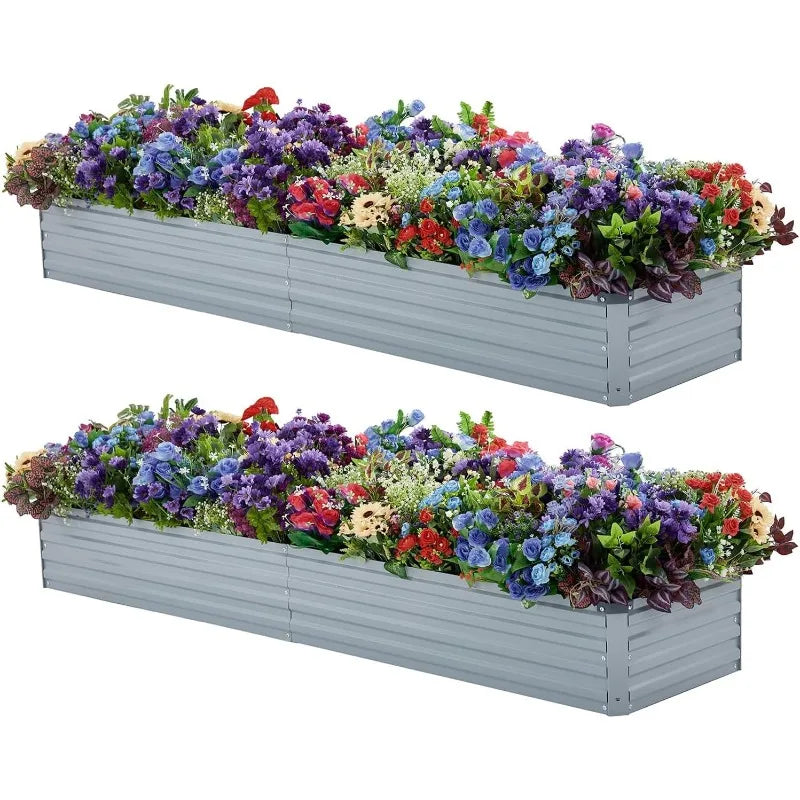 2 Pack 6x3x1FT Galvanized Raised Garden Beds Kit Outdoor Metal Gardening Planter Box For Vegetable Elevated Flower Herbs