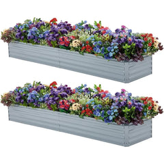 2 Pack 6x3x1FT Galvanized Raised Garden Beds Kit Outdoor Metal Gardening Planter Box For Vegetable Elevated Flower Herbs