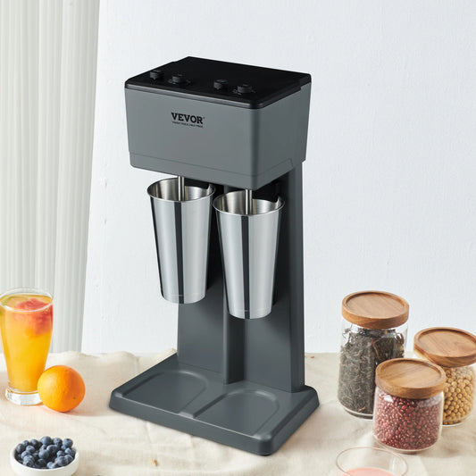 VEVOR Milkshake Maker Mixer Machine Double Head Stainless Steel Drink Blender 3-Speed Milkshake Mixer for Commercial Home