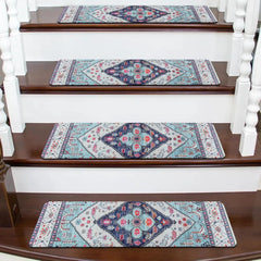 Carpet Stair Treads for Wooden Steps Set of 15, 30''X8'' Indoor Runner Resistant Rugs Rubber Safety Mats for Dogs