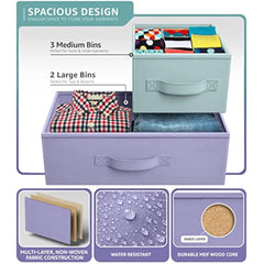 Kids Dresser with 5 Drawers - Storage Chest Organizer Unit with Steel Frame, Wood Top, Easy Pull Fabric Bins - Long Wide TV St