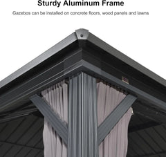 10' X 14' Gazebo Outdoor Gazebo with Dual-Layer Galvanized Steel Double Roof for Patio Lawn Garden Aluminum Gazebo
