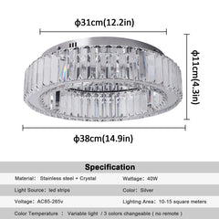 Modern Big Crystal Ceiling Lamp LED Light Circle Chandelier Lustre Indoor Bedroom RC Dimmable Fixtures Living Room Hotel Decor