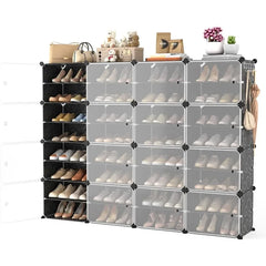 Shoe Rack Organizer with Door, 48 Pairs Shoe Storage Cabinet Easy Assembly, Plastic Adjustable