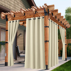 2/4PCS Waterproof Outdoor Curtains, UV Protection, Thermal Insulation, Sun Blocking, Grommet Top for Porch, Pergola, Cabana