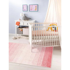 Modern Ombre Washable 4x6 Rug, Light Pink Rugs for Girls Bedroom, Soft Non-Slip Nursery Area Rug, Contemporary Non-Shed Kids