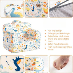 Cloud-Like Comfy Printed Kids Sofa Toddler Reading Chair with Washable Cover Carrying Handle