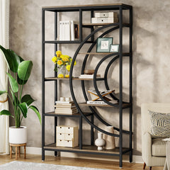 Tribesigns Bookshelf Industrial 5 Tier Etagere Bookcase, Freestanding Tall Bookshelves Display Shelf Storage Organizer