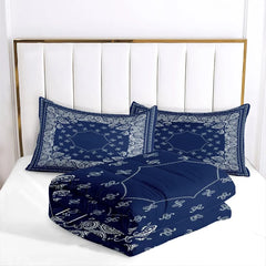 7-Day Delivery Western Boho Comforter Set 3pcs Paisley Geometric Line Bandana 1 Quilt Comforter 2 Pillowcases (Without Core)