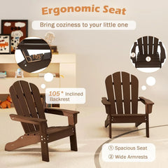 Kids Adirondack Chair Set of 2, All-Weather HDPE Patio Chair with Armrests, Fire Pit Chair for Kids Ages 3-8, Outdoor Ki