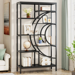 Tribesigns Bookshelf Industrial 5 Tier Etagere Bookcase, Freestanding Tall Bookshelves Display Shelf Storage Organizer