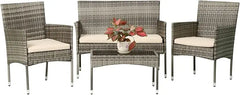 Patio Furniture Set 4 Pieces Outdoor Rattan Chair Wicker Sofa Garden Conversation Bistro Sets for Yard, Pool, or Backyard Use